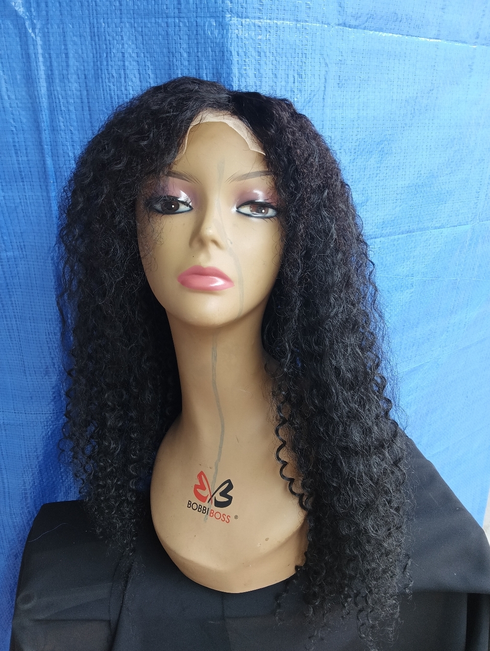 SOLD 22" Kinky Curly Silk Protein Freepart Closure Human Blend Hair Wig